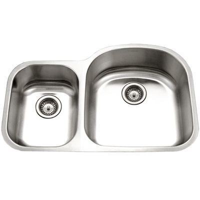 Houzer 32" Stainless Steel Undermount 70/30 Double Bowl Kitchen Sink