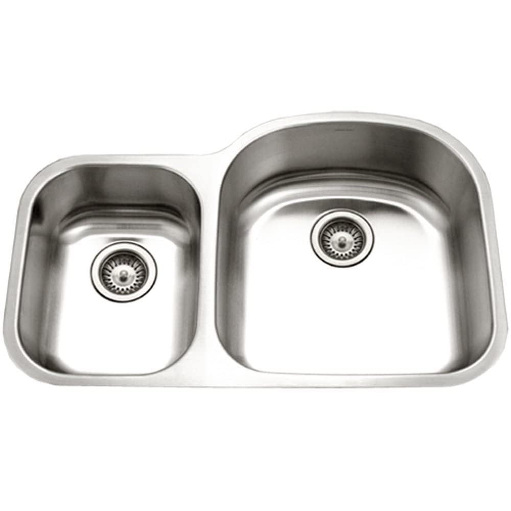 Houzer 32" Stainless Steel Undermount 70/30 Double Bowl Kitchen Sink