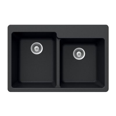 Houzer 33" Granite Composite Topmount 60/40 Double Bowl Kitchen Sink