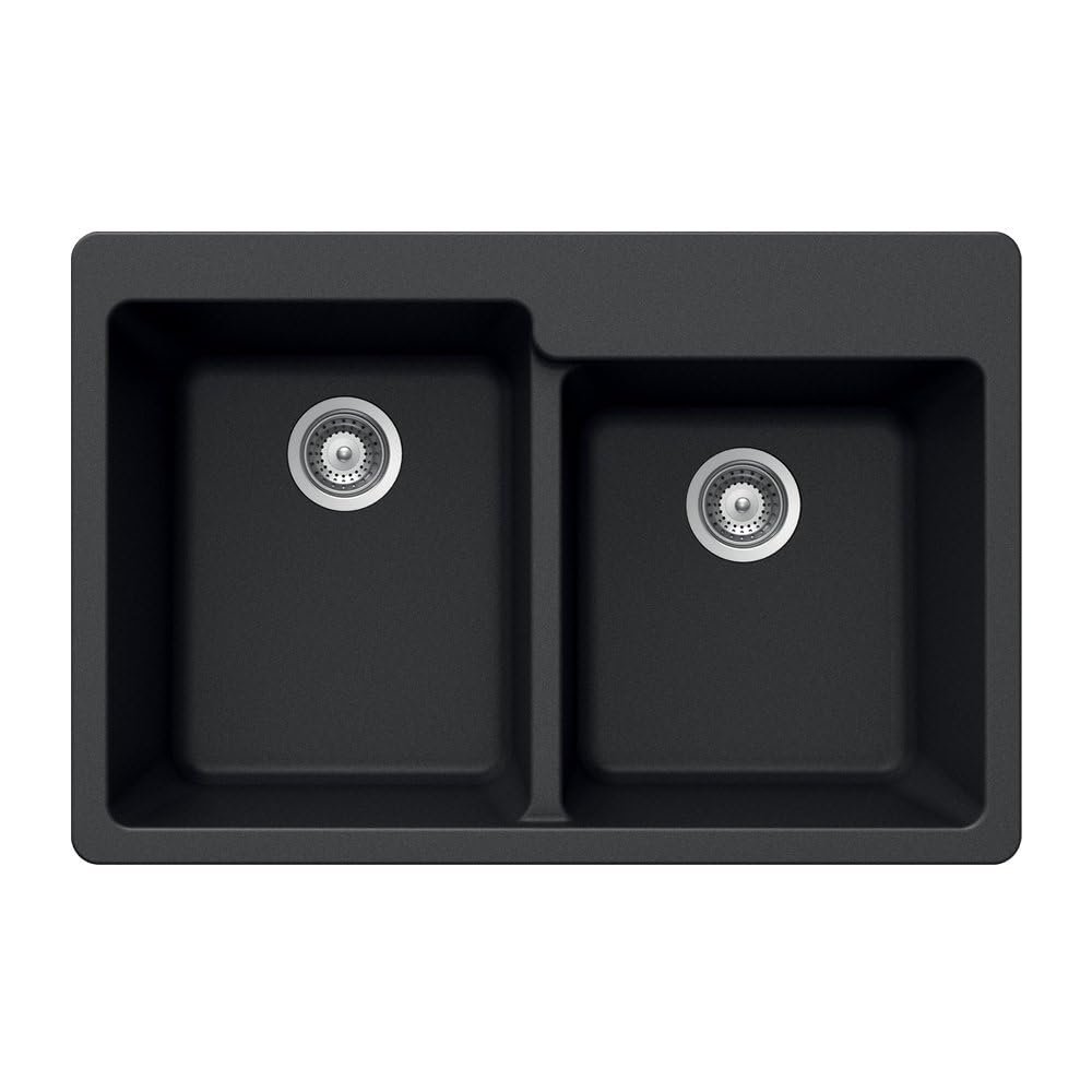 Houzer 33" Granite Composite Topmount 60/40 Double Bowl Kitchen Sink