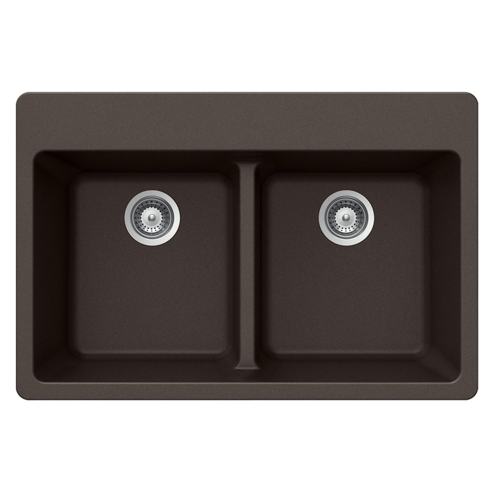 Houzer 33" Granite Composite Topmount 50/50 Double Bowl Kitchen Sink