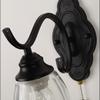 ZJZTD Pull Chain Wall Lamp E27 Retro Bedroom Bedside Iron and Glass Shade Wall Sconces, Black Finish view 3