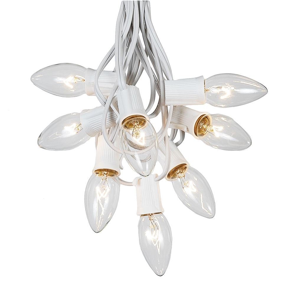 Novelty Lights 100' C9 Clear Incandescent Christmas String Light Set, Outdoor Christmas Light String, Christmas Bulbs, Roofline Light String, Outdoor String Lights, White Wire