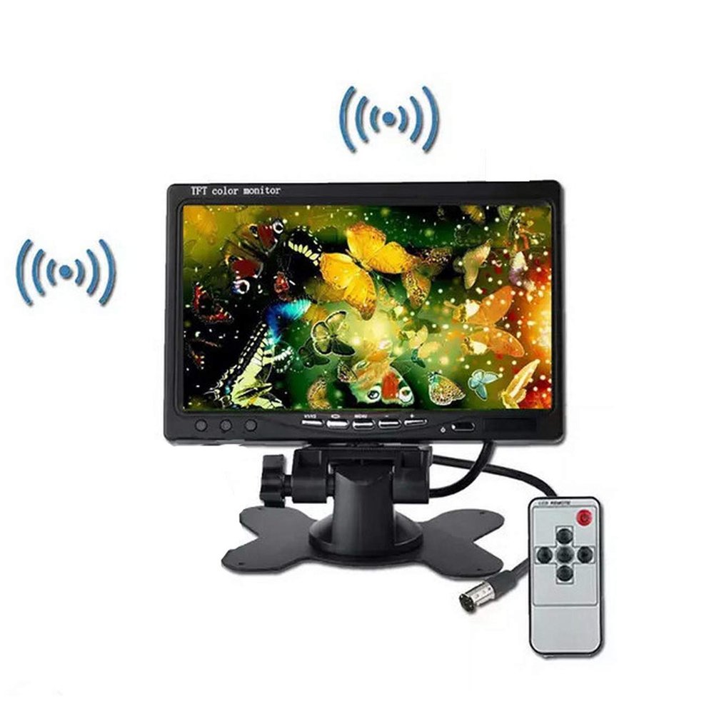 WEPECULIOR 7 Inch Car Rearview Desktop Monitor, Car Digital Parking Rearview Monitor 2 Video Inputs for Reversing Camera/VCD/DVD