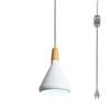 ANYE Wooden Socket Pendant Light with 15ft Plug-in UL On/Off Dimmer Switch Cord White Lampshade Light Fixtures Nordic Minimalist Lighting Loft Style Lamps for Dining Room Bulbs Not Included view 1