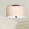 Sylvan 14" Wide Modern Oatmeal Fabric Drum 3-Light Ceiling Fixture view 1