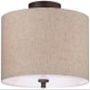 Sylvan 14" Wide Modern Oatmeal Fabric Drum 3-Light Ceiling Fixture view 2