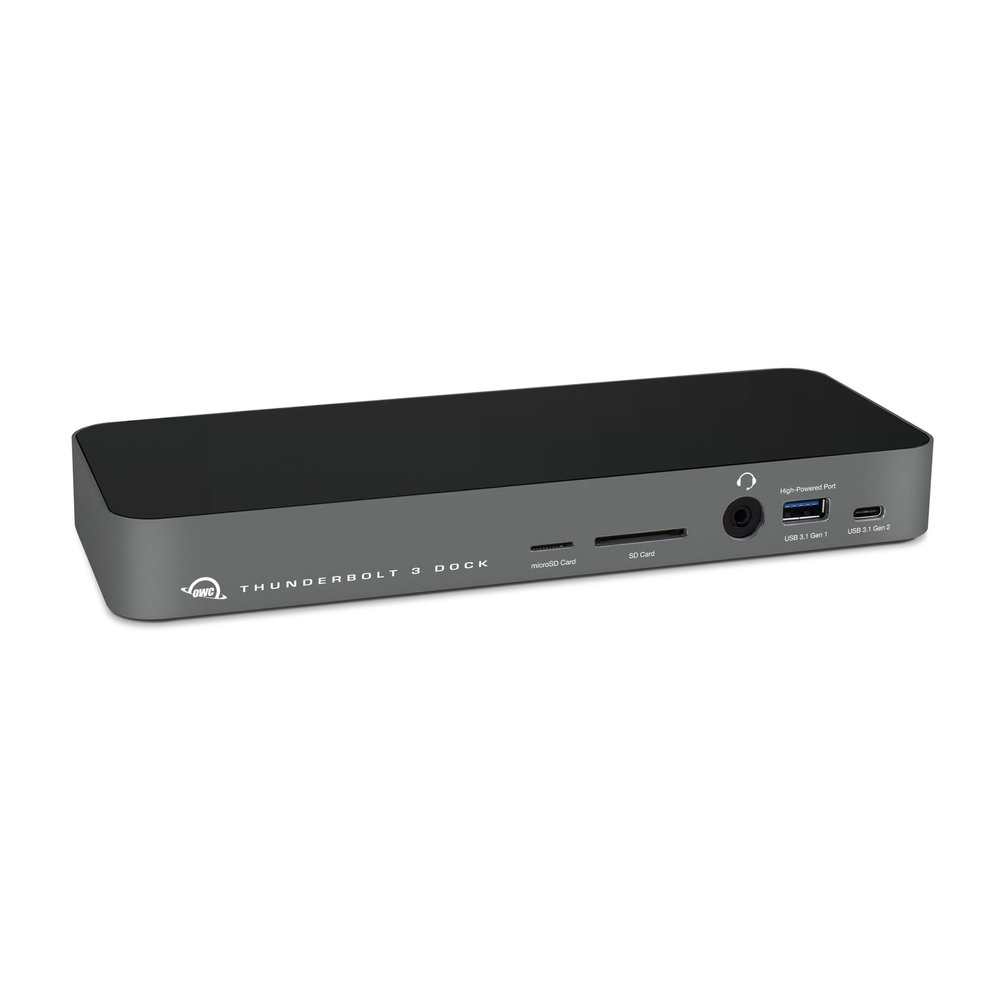 OWC 14-Port Thunderbolt Dock, 85W charging, (2) Thunderbolt 40 Gb/s (USB-C), (5) USB 3.2 Type-A, USB 3.2 (10Gb/s) Type-C, Mini DisplayPort, GbE, Audio, Single 5K or Dual 4K Displays, cable, For Mac/PC