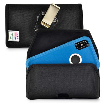 Turtleback Belt Clip Case Designed for iPhone 11 Pro Max (2019) / XS Max (2018) Fits w/OB Defender or Bulky Cases, Black Nylon Holster Pouch with Heavy Duty Rotating Belt Clip, Horizontal