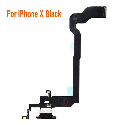 Johncase OEM Charging Port Dock Connector Flex Cable + Microphone + Vibrating Motor Buckle Replacement Part Compatible for iPhone X All Carriers (Black)