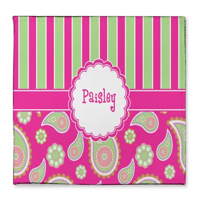Personalized Pink & Green Paisley and Stripes Microfiber Screen Cleaner