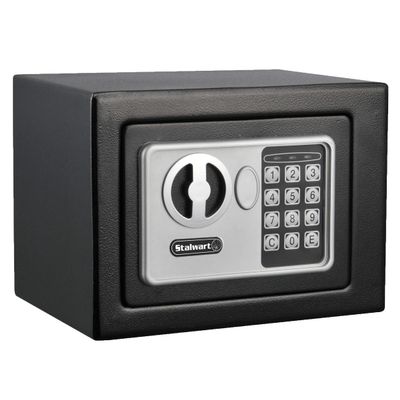 Digital Security Box - Compact Steel Combination Lock Box with Electronic Keypad - Portable Money Safe for Cash Savings or Jewelry by Stalwart (Black)