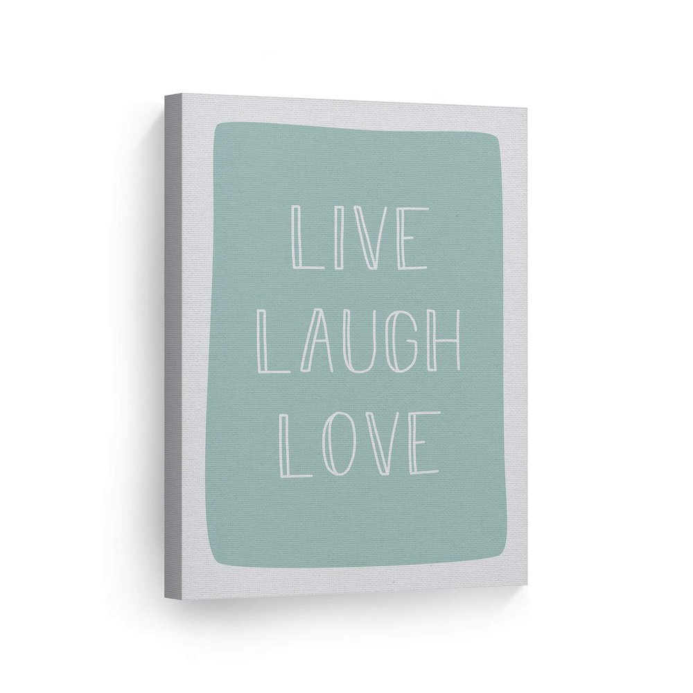 Smile Art Design Live Laugh Love Lettering Turquoise Background CANVAS PRINT Kids Room Decor Wall Art Baby Room Decor Kids Room Decor Nursery Decor Ready to Hang Made in the USA 40x30