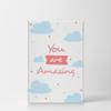 Smile Art Design You are Amazing Lettering Blue Clouds White Background CANVAS PRINT Kids Room Decor Wall Art Baby Room Decor Kids Room Decor Nursery Decor Ready to Hang Made in the USA 40x30 view 2