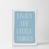 Smile Art Design Enjoy The Little Things Lettering Blue Background CANVAS PRINT Kids Room Decor Wall Art Baby Room Decor Kids Room Decor Nursery Decor Ready to Hang Made in the USA 17x11 view 2
