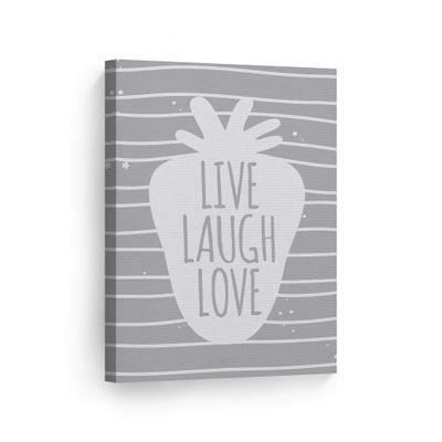 Smile Art Design Live Laugh Love Cute Lettering Gray Background CANVAS PRINT Kids Room Decor Wall Art Baby Room Decor Kids Room Decor Nursery Decor Ready to Hang Made in the USA 40x30