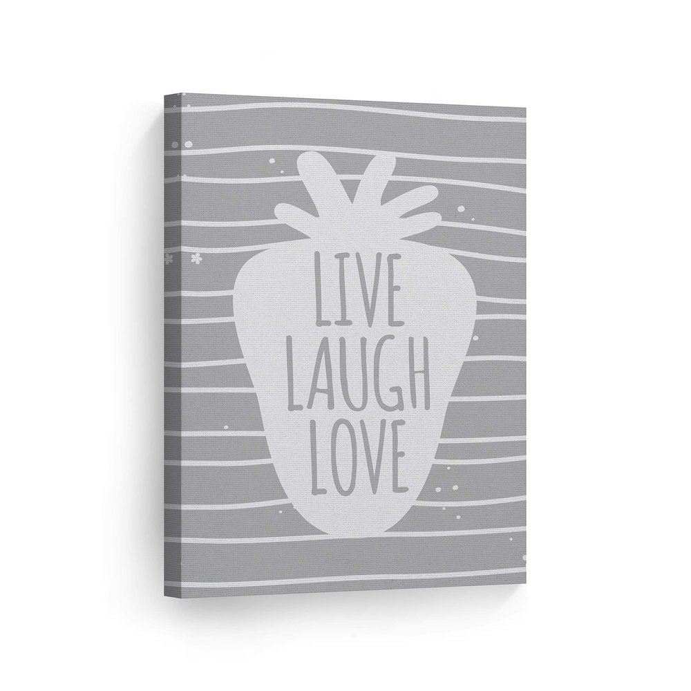 Smile Art Design Live Laugh Love Cute Lettering Gray Background CANVAS PRINT Kids Room Decor Wall Art Baby Room Decor Kids Room Decor Nursery Decor Ready to Hang Made in the USA 40x30