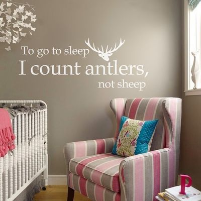 To Go To Sleep Vinyl Sleeping Room Wall Decal Antlers Picture Wall Quote Wall Lettering Art Decoration Brown