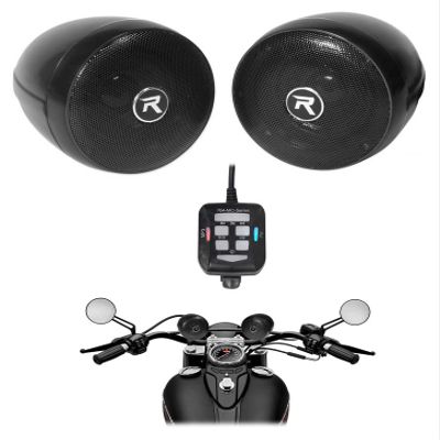 Rockville RockNRide (2) 300W Powered Bluetooth Motorcycle Handlebar Speakers, 4 Ohm, Waterproof IPX67, Bluetooth/USB/AUX, FM Radio, Perfect for Motorcycles/ATVs