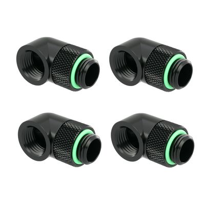 Barrow G1/4" Male to Female Extender Fitting, 90 Degree Rotary, Black, 4-pack