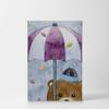 Smile Art Design Cute Bear Umbrella Painting Gray Background Autumn Theme CANVAS PRINT Kids Room Decor Wall Art Baby Room Decor Kids Room Decor Nursery Decor Ready to Hang Made in the USA 22x15 view 2