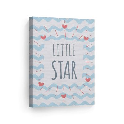 Smile Art Design Little Star Lettering Blue and White Background CANVAS PRINT Kids Room Decor Wall Art Baby Room Decor Kids Room Decor Nursery Decor Ready to Hang Made in the USA 36x24