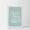 Smile Art Design Good Things Take Time Lettering Turquoise Background CANVAS PRINT Kids Room Decor Wall Art Baby Room Decor Kids Room Decor Nursery Decor Ready to Hang Made in the USA 36x24 view 2