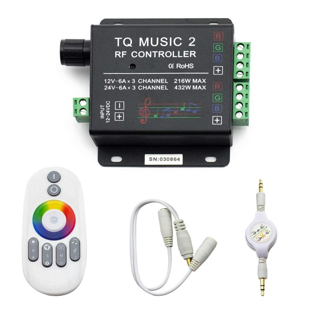 SUPERNIGHT LED RGB Music Touch Controller RF Sensitivety Backlight RF Remote Touching Color 3.5MM Audio 15 Music Modes LED Light Strip Controller for Party Valentine's Day