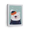 Smile Art Design Cute Polar Bear Winter Theme Turquoise Background CANVAS PRINT Kids Room Decor Wall Art Baby Room Decor Kids Room Decor Nursery Decor Ready to Hang Made in the USA 28x19 view 1