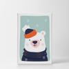 Smile Art Design Cute Polar Bear Winter Theme Turquoise Background CANVAS PRINT Kids Room Decor Wall Art Baby Room Decor Kids Room Decor Nursery Decor Ready to Hang Made in the USA 28x19 view 2