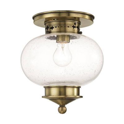 Harbor - 1 Light Flush Mount in Coastal Style - 9.5 Inches Wide by 9.75 Inches high-Antique Brass Finish