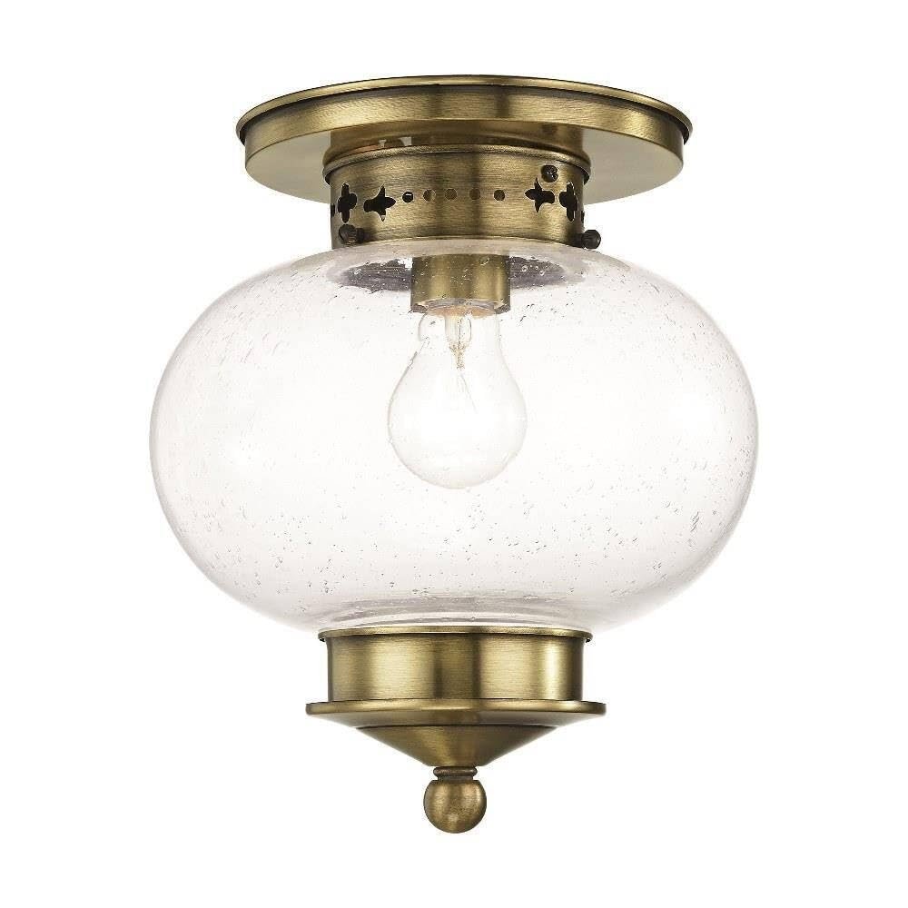 Harbor - 1 Light Flush Mount in Coastal Style - 9.5 Inches Wide by 9.75 Inches high-Antique Brass Finish