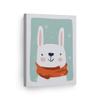 Smile Art Design Cute Rabbit Winter Theme Turquoise Background CANVAS PRINT Kids Room Decor Wall Art Baby Room Decor Kids Room Decor Nursery Decor Ready to Hang Made in the USA 28x19 view 1