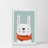 Smile Art Design Cute Rabbit Winter Theme Turquoise Background CANVAS PRINT Kids Room Decor Wall Art Baby Room Decor Kids Room Decor Nursery Decor Ready to Hang Made in the USA 28x19 view 2