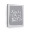 Smile Art Design Good Things Take Time Lettering Blue Background CANVAS PRINT Kids Room Decor Wall Art Baby Room Decor Kids Room Decor Nursery Decor Ready to Hang Made in the USA 17x11 view 1