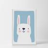 Smile Art Design Cute Rabbit Blue Background CANVAS PRINT Kids Room Decor Wall Art Baby Room Decor Kids Room Decor Nursery Decor Ready to Hang Made in the USA 28x19 view 2