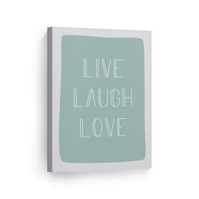 Smile Art Design Live Laugh Love Lettering Turquoise Background CANVAS PRINT Kids Room Decor Wall Art Baby Room Decor Kids Room Decor Nursery Decor Ready to Hang Made in the USA 12x8