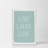 Smile Art Design Live Laugh Love Lettering Turquoise Background CANVAS PRINT Kids Room Decor Wall Art Baby Room Decor Kids Room Decor Nursery Decor Ready to Hang Made in the USA 12x8 view 2