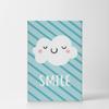 Smile Art Design Lovely Cloud Smile Lettering Blue Background CANVAS PRINT Kids Room Decor Wall Art Baby Room Decor Kids Room Decor Nursery Decor Ready to Hang Made in the USA 28x19 view 2
