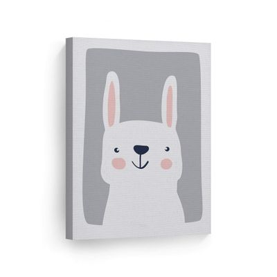 Smile Art Design Cute Rabbit Blue Background CANVAS PRINT Kids Room Decor Wall Art Baby Room Decor Kids Room Decor Nursery Decor Ready to Hang Made in the USA 17x11