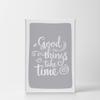 Smile Art Design Good Things Take Time Lettering Blue Background CANVAS PRINT Kids Room Decor Wall Art Baby Room Decor Kids Room Decor Nursery Decor Ready to Hang Made in the USA 28x19 view 2