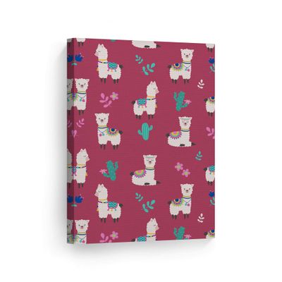 Smile Art Design Cute Alpaca and Cactus Illustration Pink Background CANVAS PRINT Kids Room Decor Wall Art Baby Room Decor Kids Room Decor Nursery Decor Ready to Hang Made in the USA 28x19