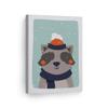 Smile Art Design Cute Raccoon Winter Theme Turquoise Background CANVAS PRINT Kids Room Decor Wall Art Baby Room Decor Kids Room Decor Nursery Decor Ready to Hang Made in the USA 28x19 view 1