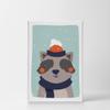 Smile Art Design Cute Raccoon Winter Theme Turquoise Background CANVAS PRINT Kids Room Decor Wall Art Baby Room Decor Kids Room Decor Nursery Decor Ready to Hang Made in the USA 28x19 view 2