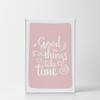 Smile Art Design Good Things Take Time Lettering Pink Background CANVAS PRINT Kids Room Decor Wall Art Baby Room Decor Kids Room Decor Nursery Decor Ready to Hang Made in the USA 28x19 view 2