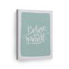 Smile Art Design Believe in Yourself Lettering Turquoise Background CANVAS PRINT Kids Room Decor Wall Art Baby Room Decor Kids Room Decor Nursery Decor Ready to Hang Made in the USA 28x19 view 1