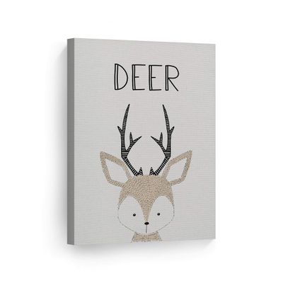 Smile Art Design Pretty Deer Painting and Lettering Cream Background CANVAS PRINT Kids Room Decor Wall Art Baby Room Decor Kids Room Decor Nursery Decor Ready to Hang Made in the USA 28x19