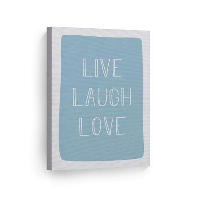 Smile Art Design Live Laugh Love Lettering Blue Background CANVAS PRINT Kids Room Decor Wall Art Baby Room Decor Kids Room Decor Nursery Decor Ready to Hang Made in the USA 17x11