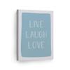 Smile Art Design Live Laugh Love Lettering Blue Background CANVAS PRINT Kids Room Decor Wall Art Baby Room Decor Kids Room Decor Nursery Decor Ready to Hang Made in the USA 17x11 view 1