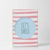Smile Art Design Let's Smile Lettering Pink and White Background CANVAS PRINT Kids Room Decor Wall Art Baby Room Decor Kids Room Decor Nursery Decor Ready to Hang Made in the USA 22x15 view 2